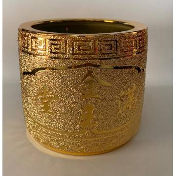 Jin Yu Man Tang Ceramic Joss Pot (Gold) - 金玉满堂香炉 (金)